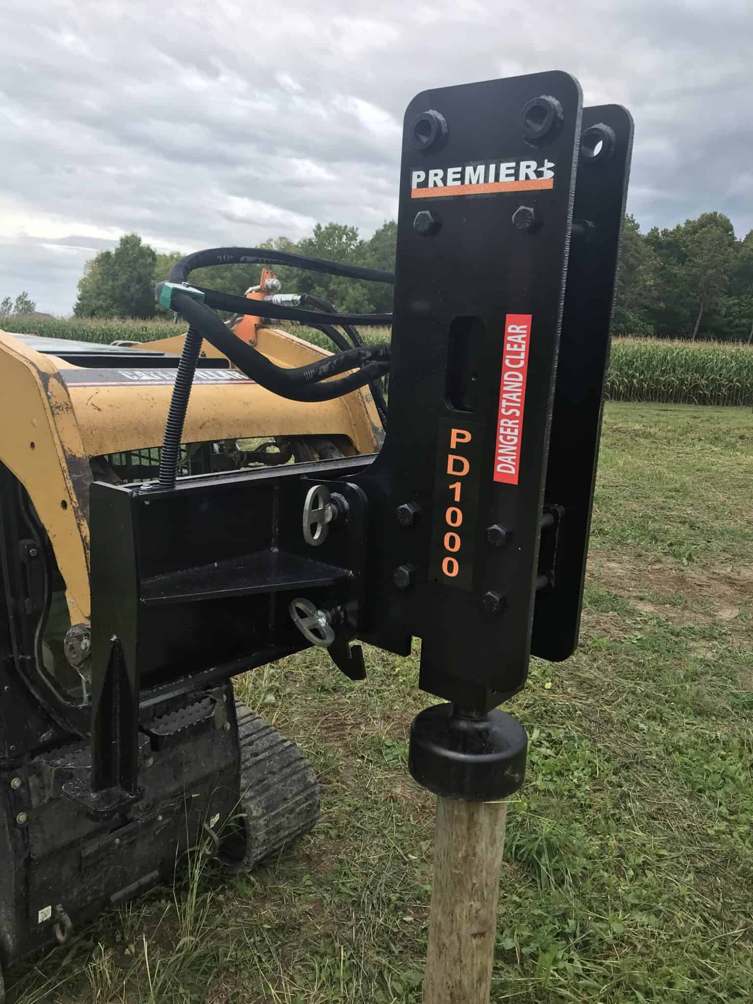 Premier PF750C Post Driver Skid Loader Attachment • Waterloo Heavy